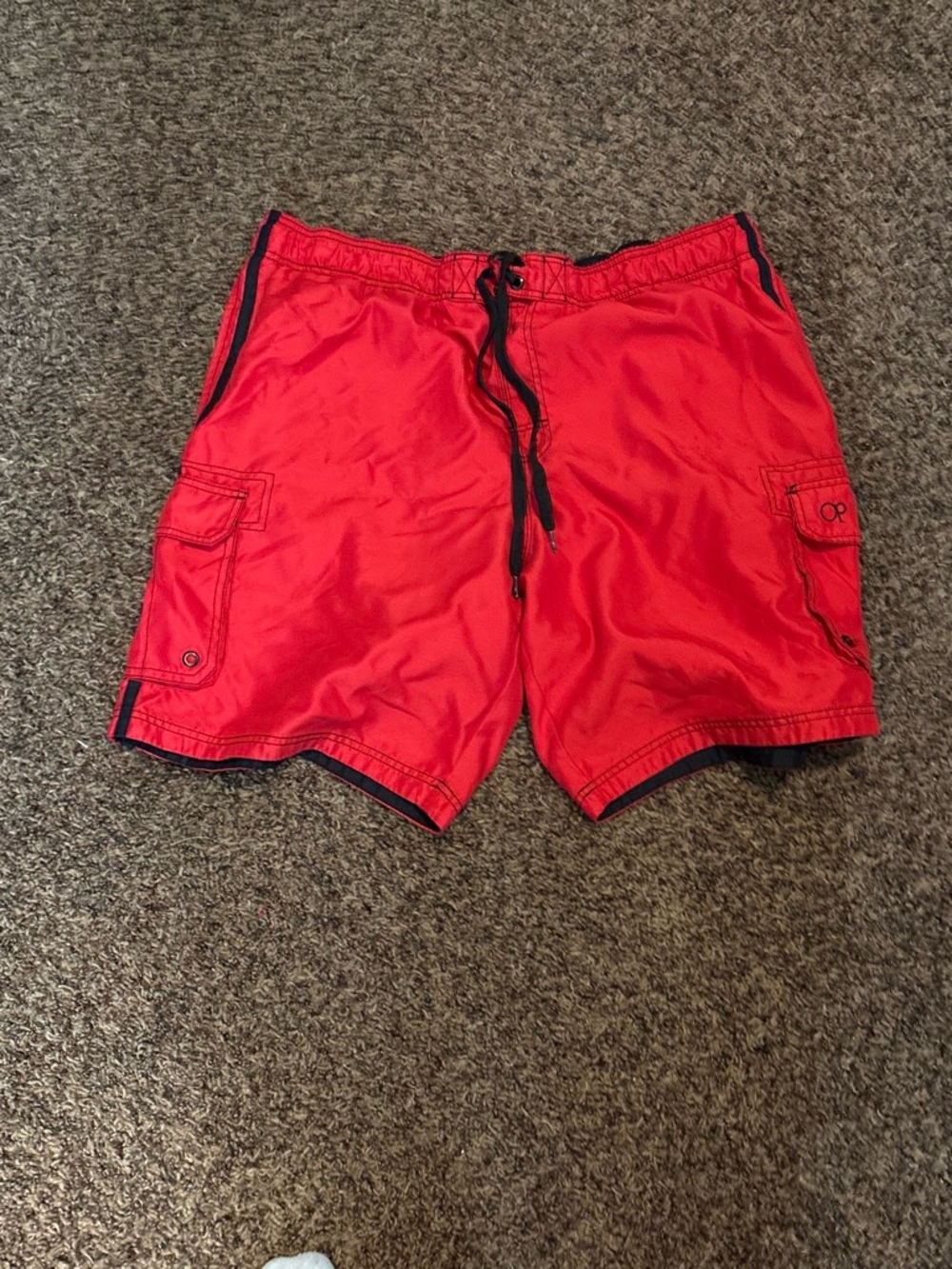 OP Red Swim Trunks with Black Contrast